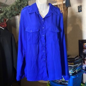 Women’s Ladies Button Up Blue Blouse size Large